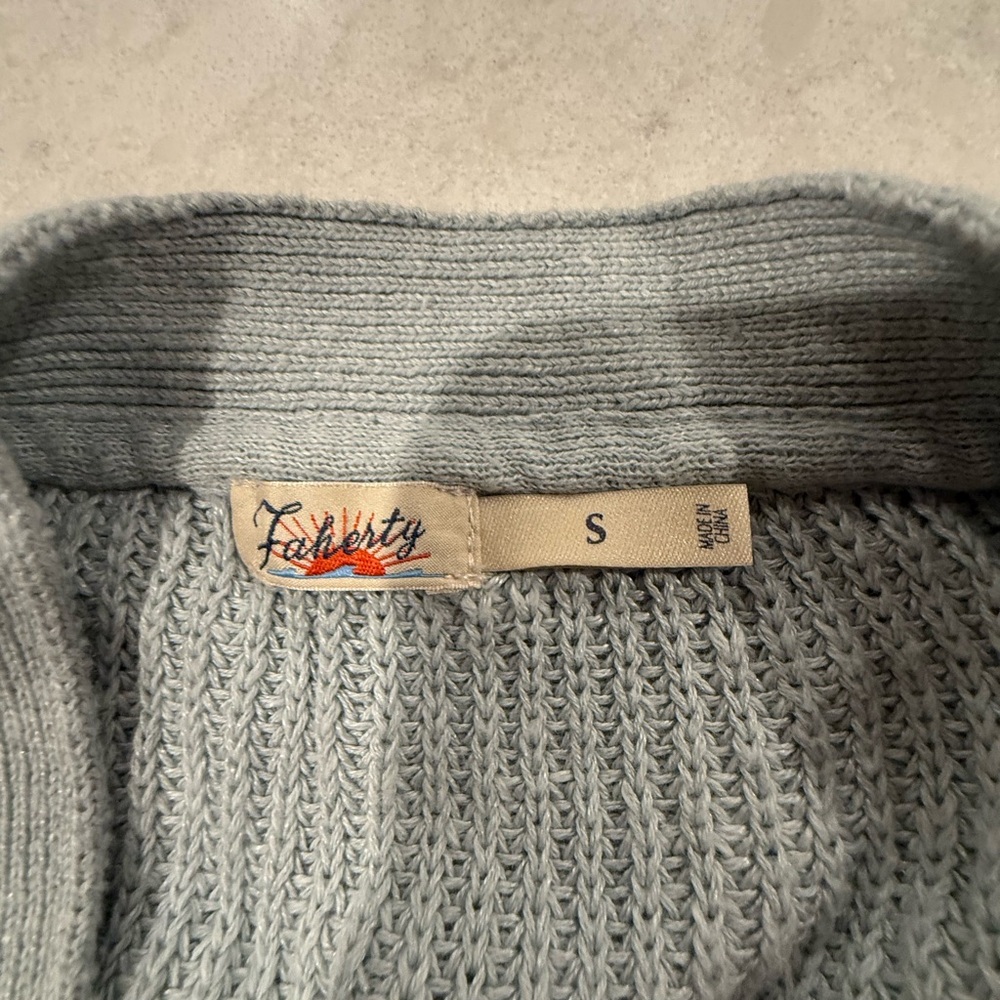 Faherty Light Gray Button-Up Cardigan - image 3